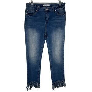 Miss California Jeans Womens 15 Blue Skinny Leg Denim Frayed Fringe Hem Casual